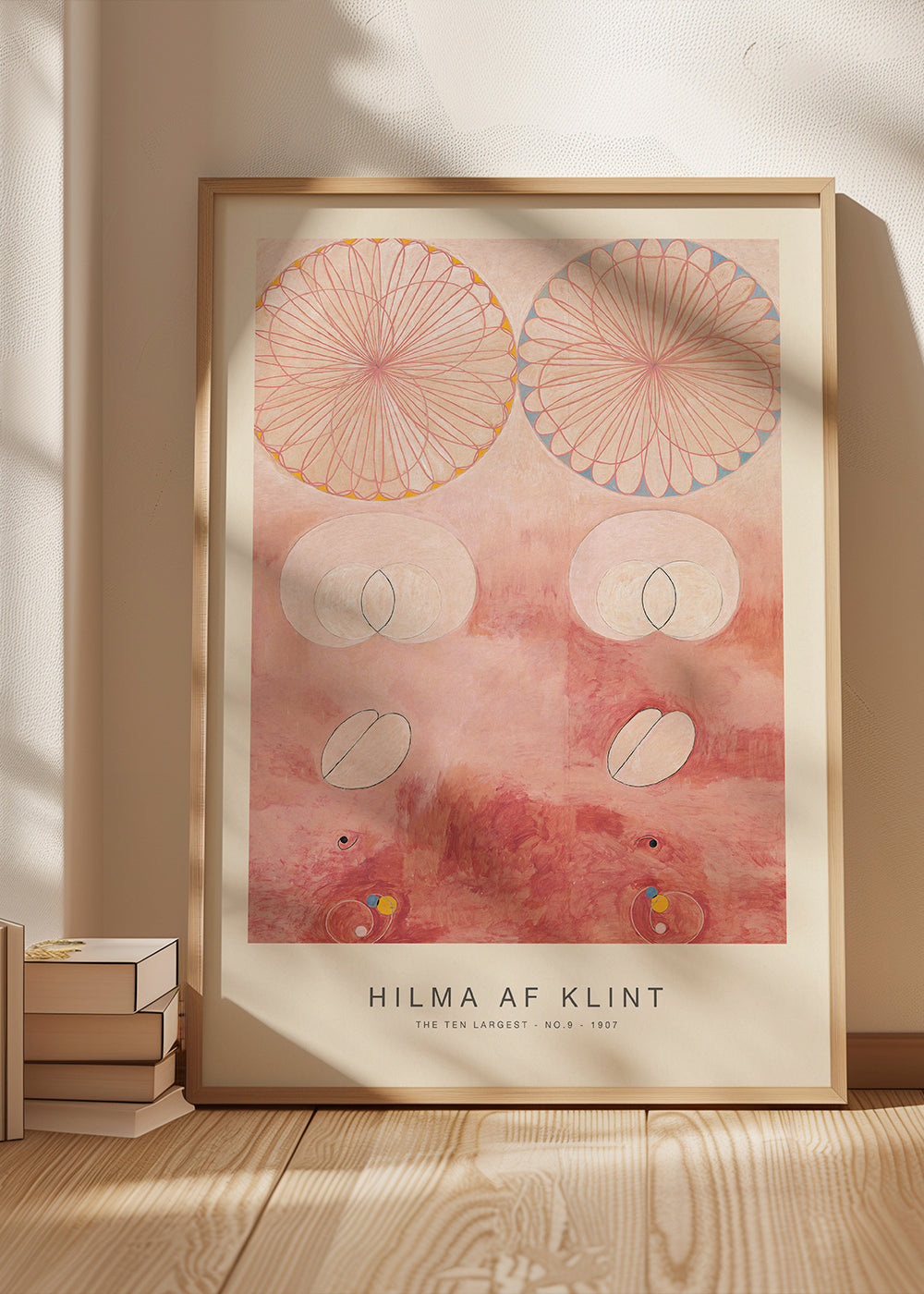 Abstrakt rosa værk med botaniske motiver