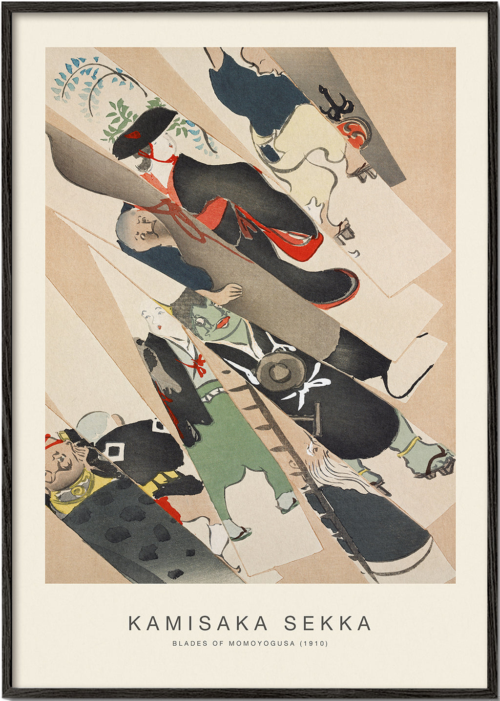 Japansk illustration Momoyogusa med kimono-figurer
