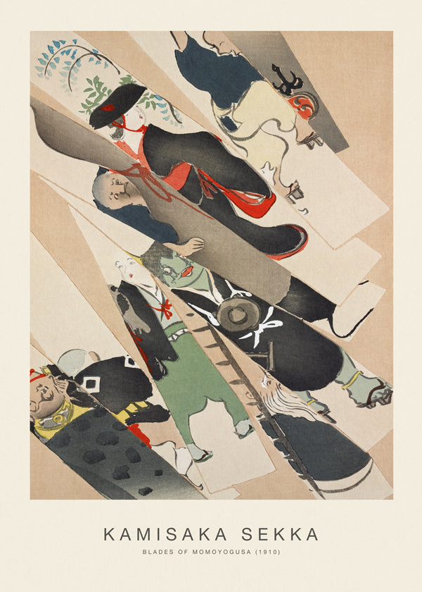 Japansk illustration Momoyogusa med kimono-figurer