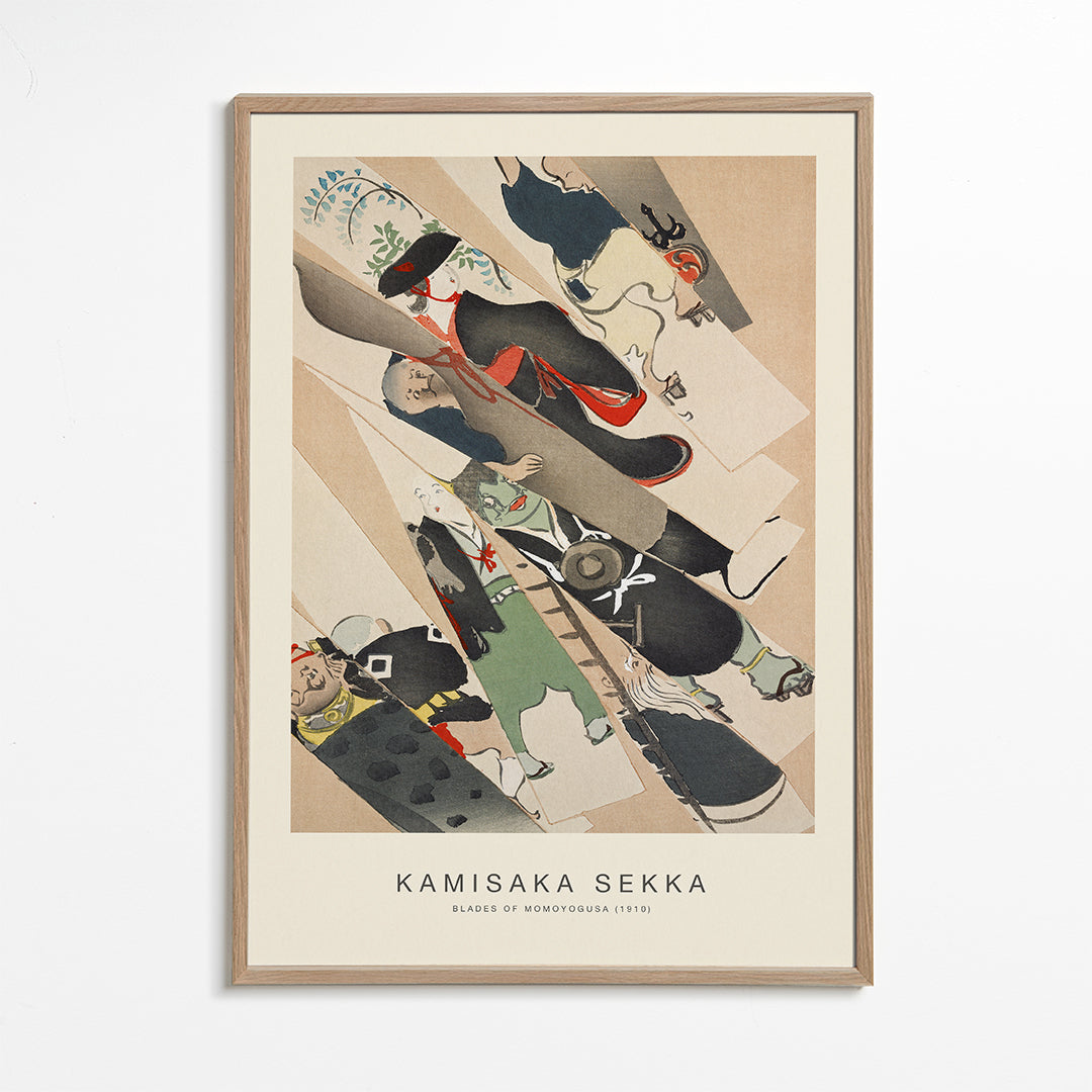 Japansk illustration Momoyogusa med kimono-figurer