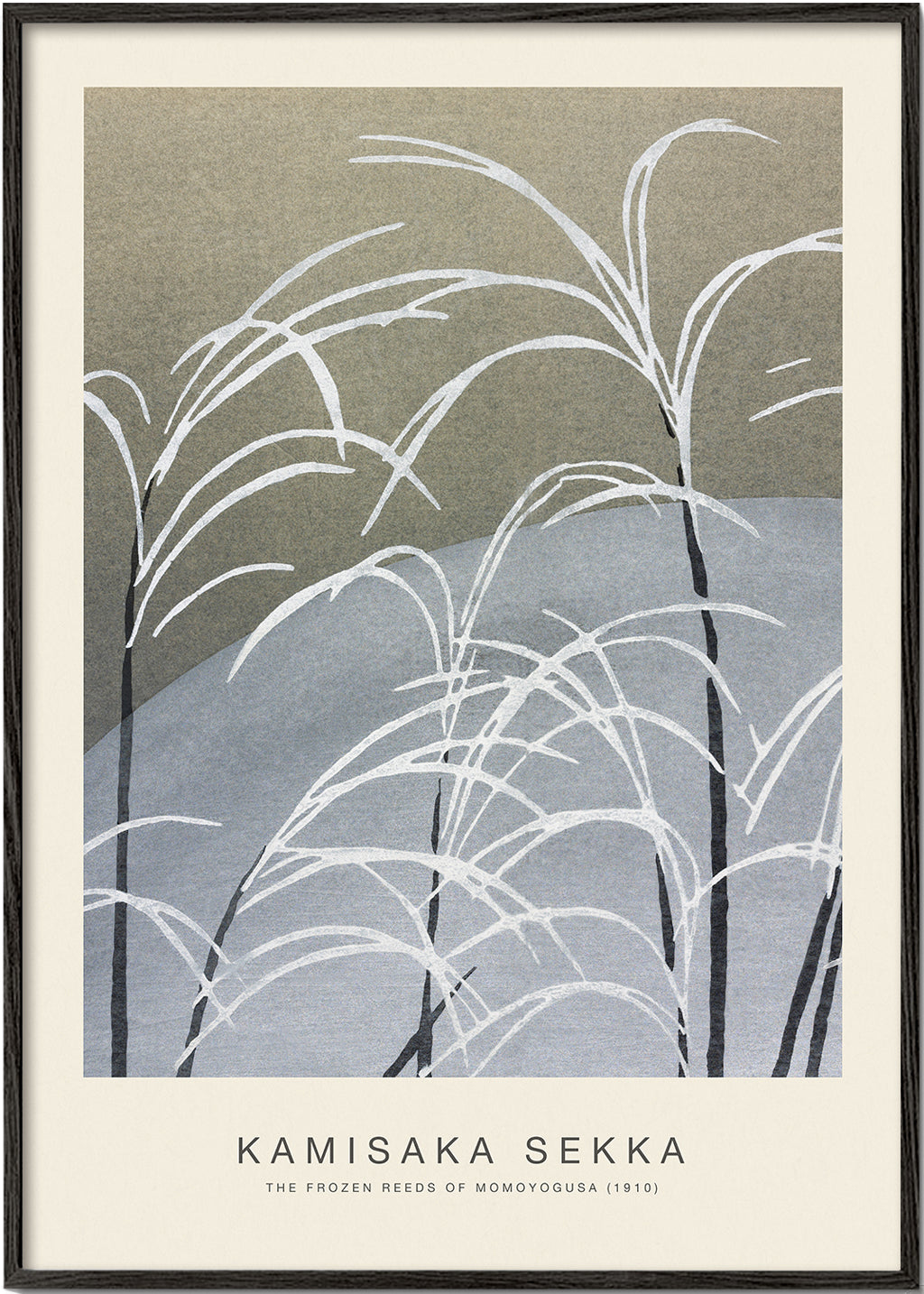 Botanisk plakat: studie af frosne siv