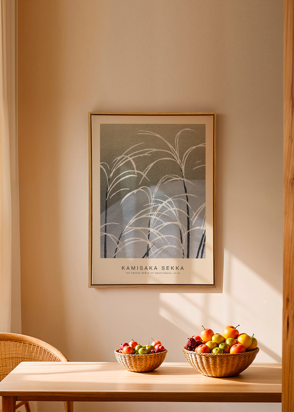 Botanisk plakat: studie af frosne siv