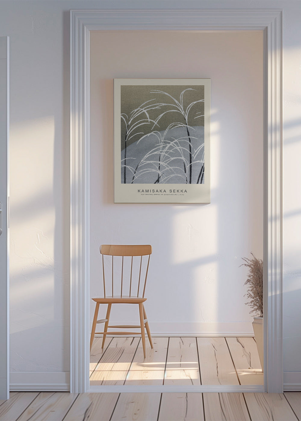 Botanisk plakat: studie af frosne siv