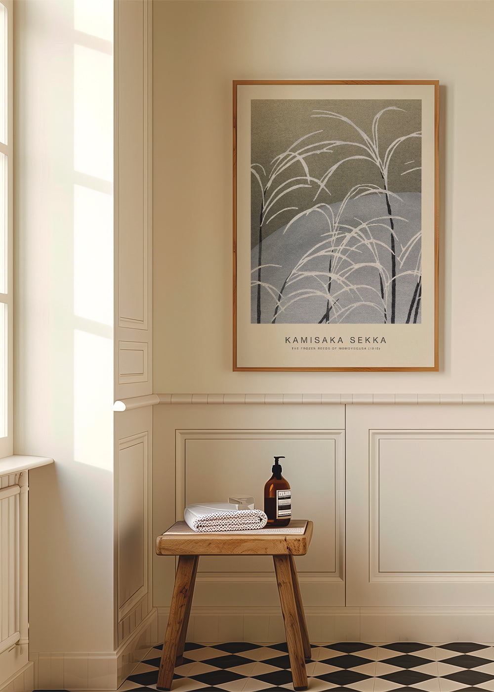Botanisk plakat: studie af frosne siv