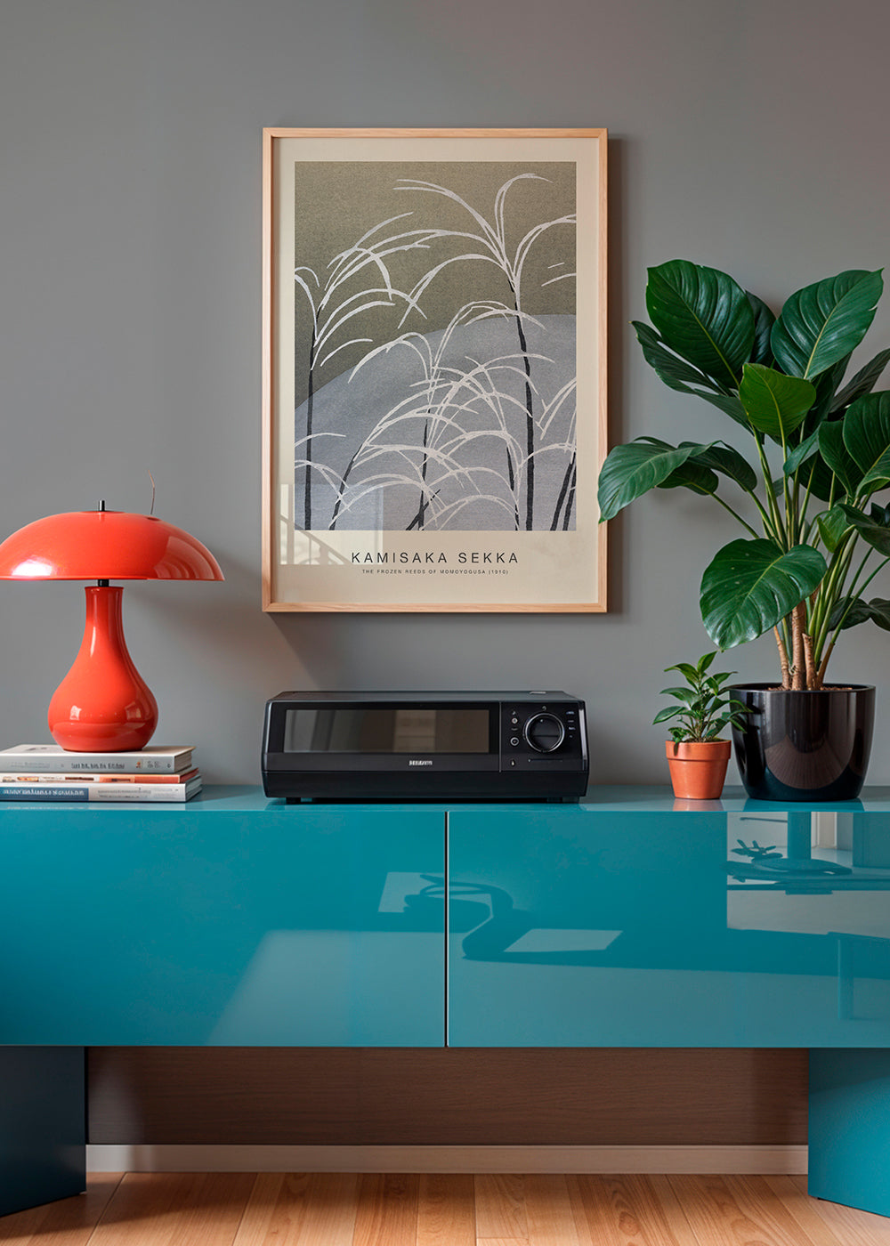 Botanisk plakat: studie af frosne siv