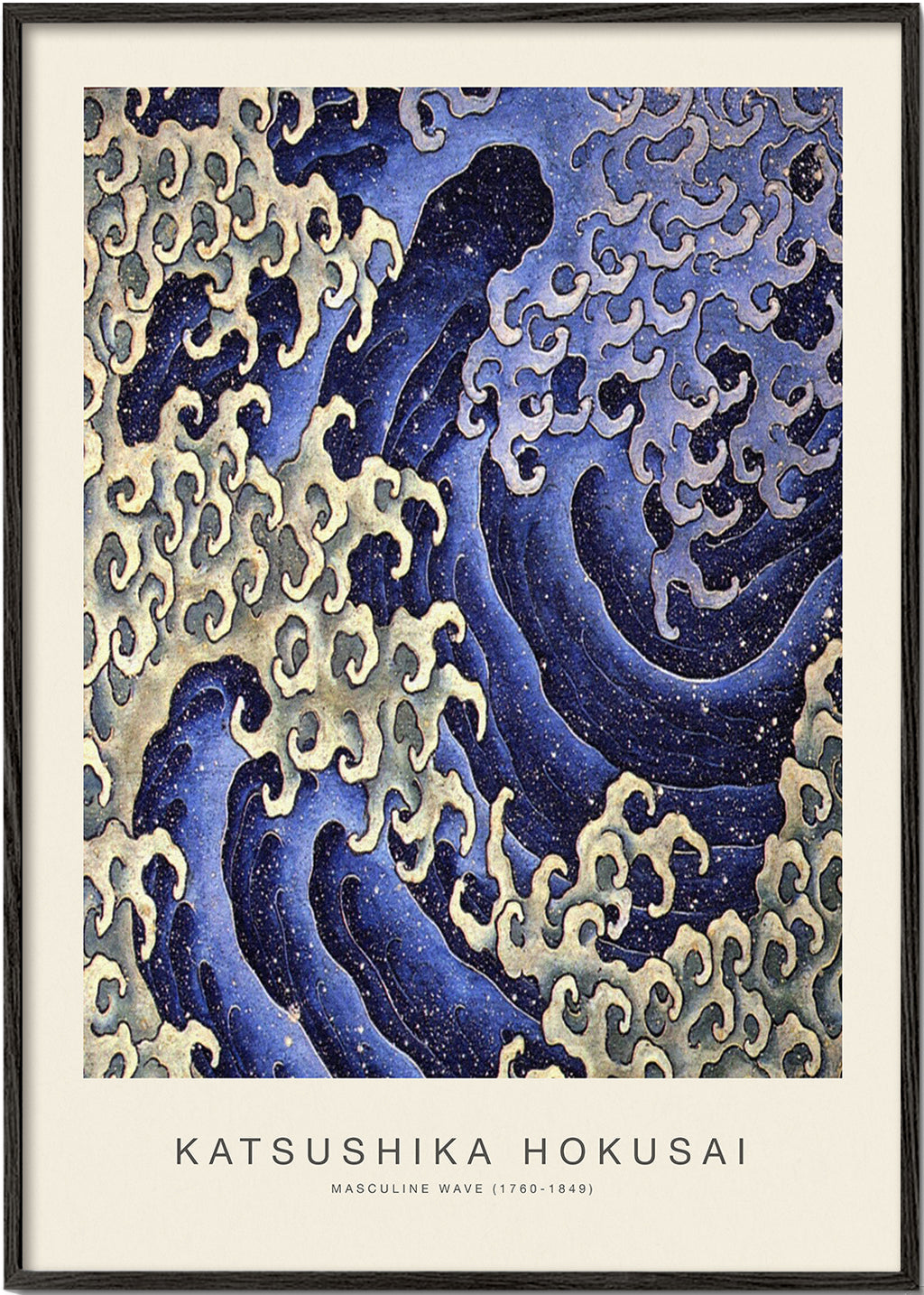 Hokusai-bølgeillustration i blå