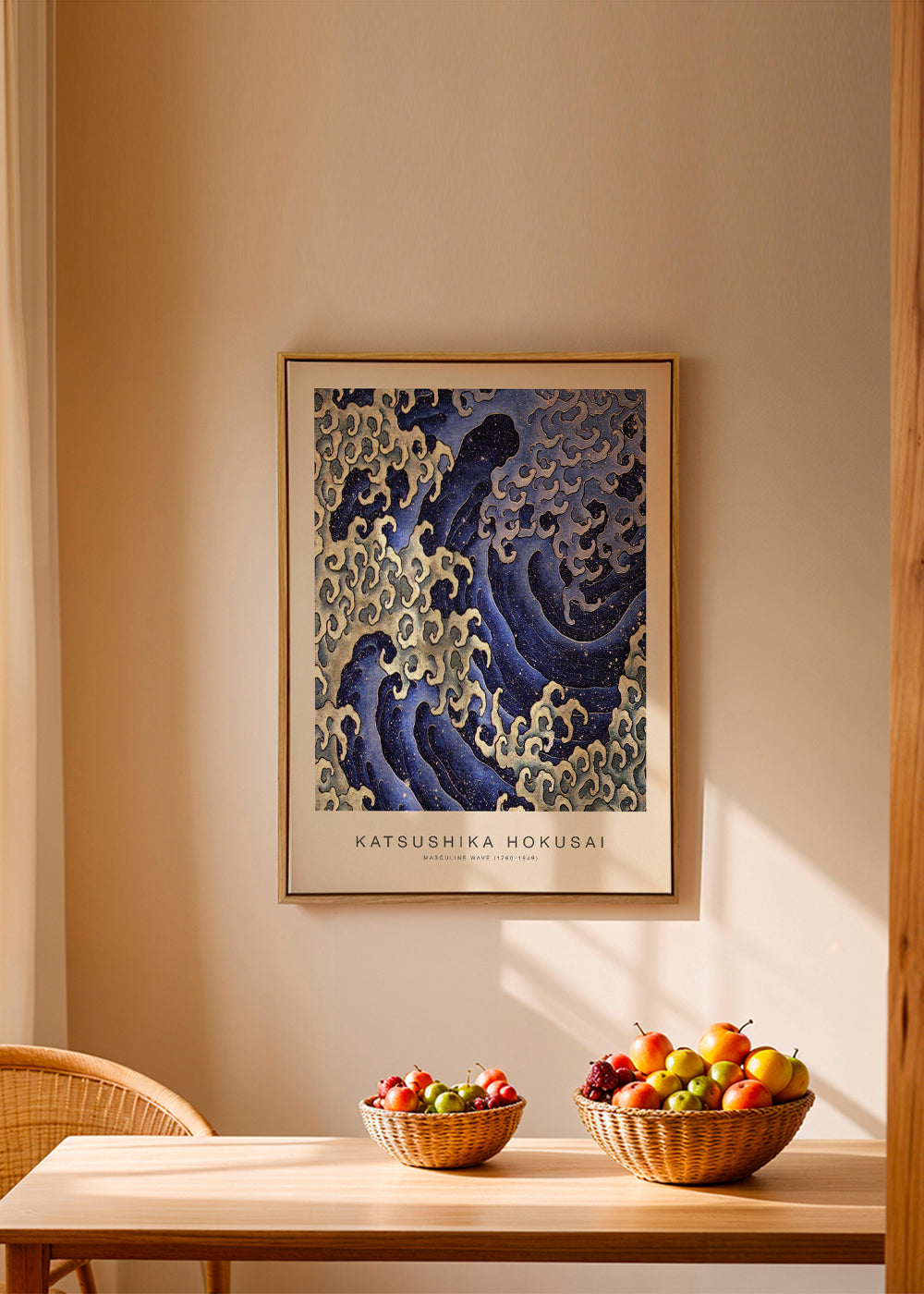 Hokusai-bølgeillustration i blå