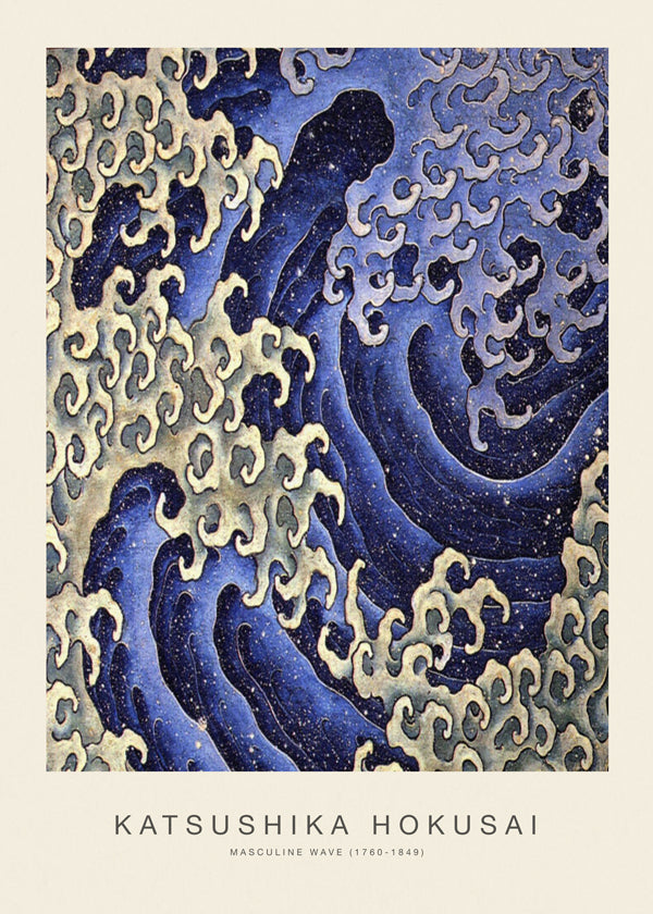 Hokusai-bølgeillustration i blå