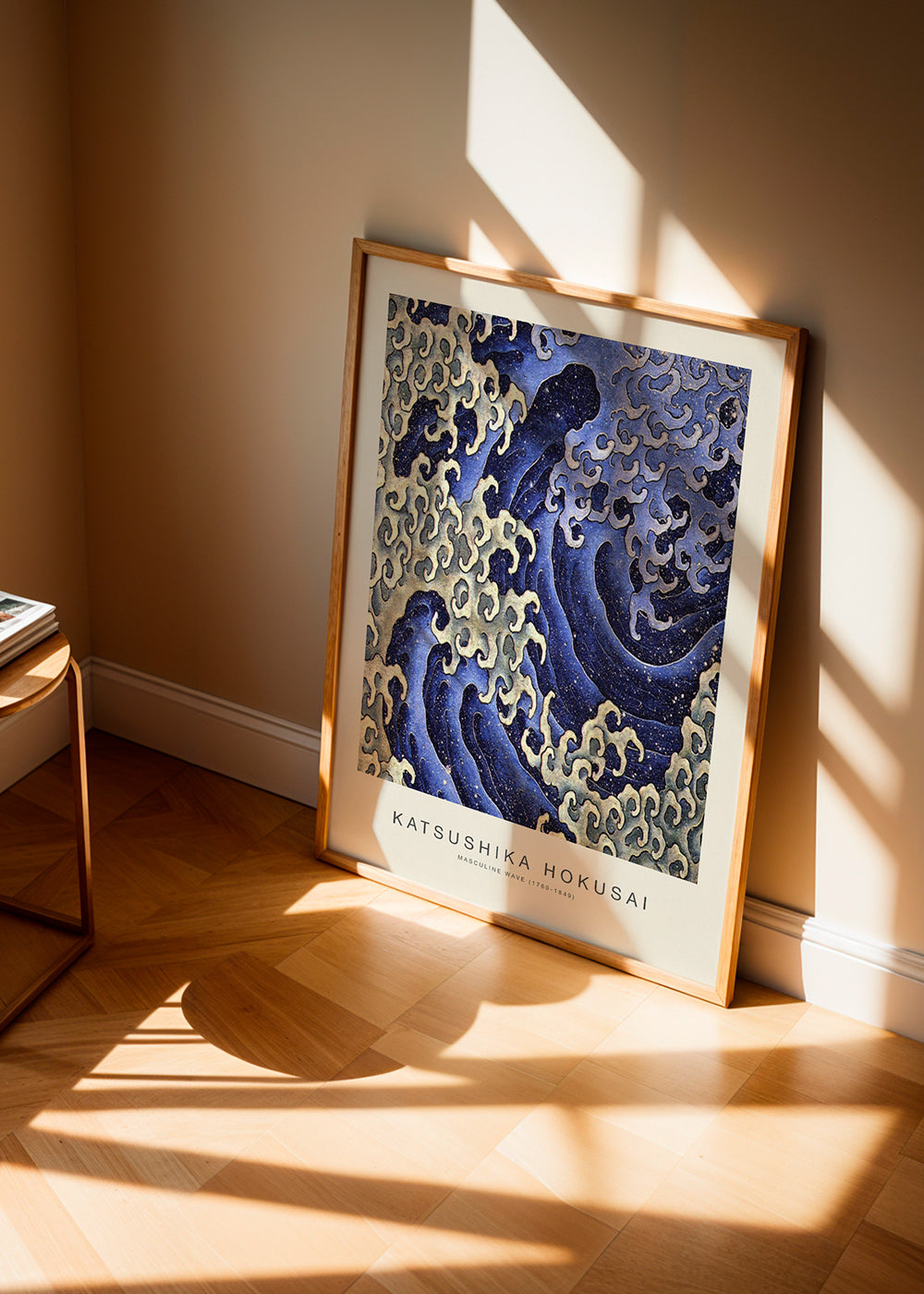 Hokusai-bølgeillustration i blå