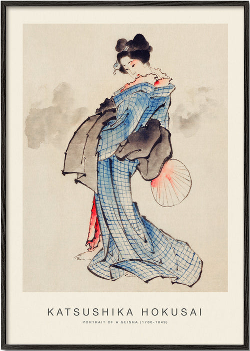 Geisha-illustration med blåt kimono