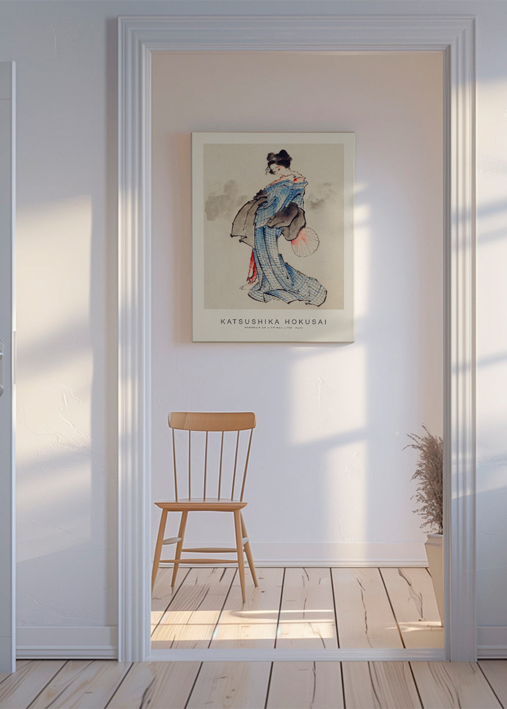 Geisha-illustration med blåt kimono
