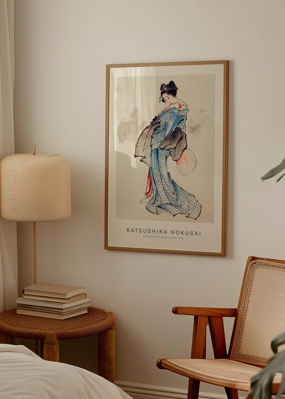 Geisha-illustration med blåt kimono