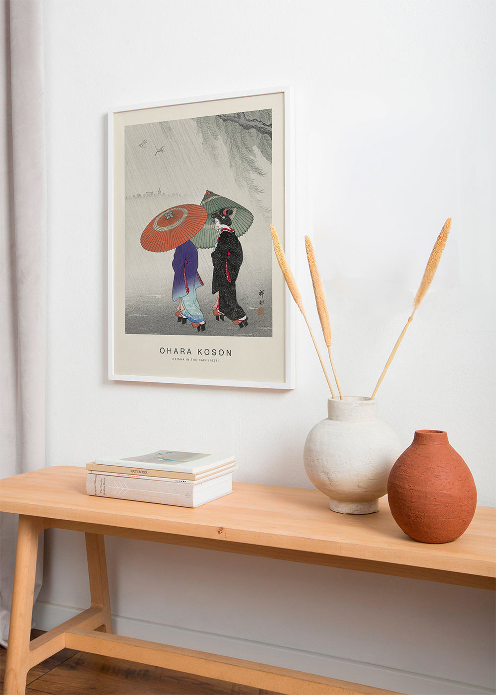 Japansk geisha-illustration i regn