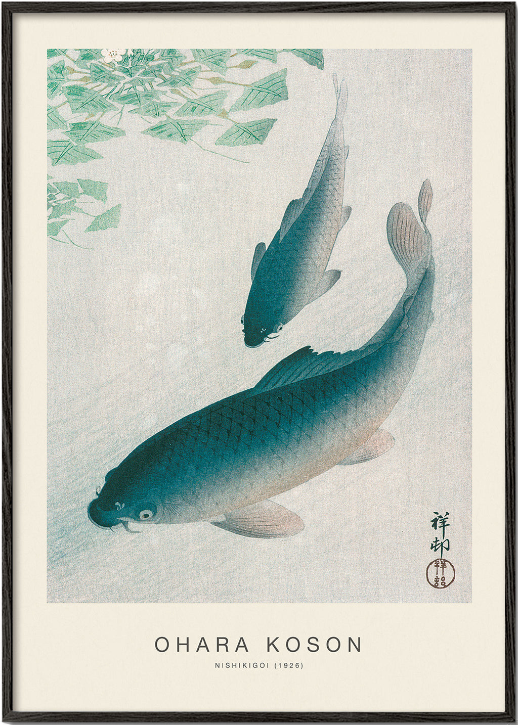 Koi japansk tryk i blå nuancer