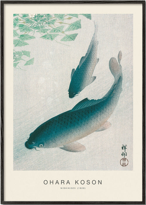 Koi japansk tryk i blå nuancer