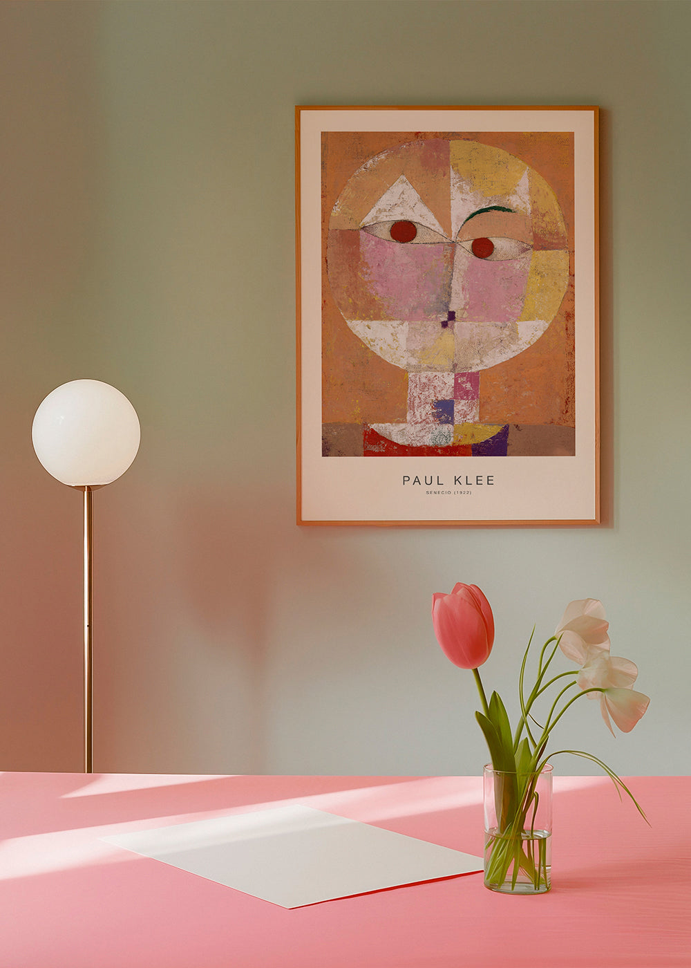 Abstrakt kunst geometrisk ansigt i varme nuancer