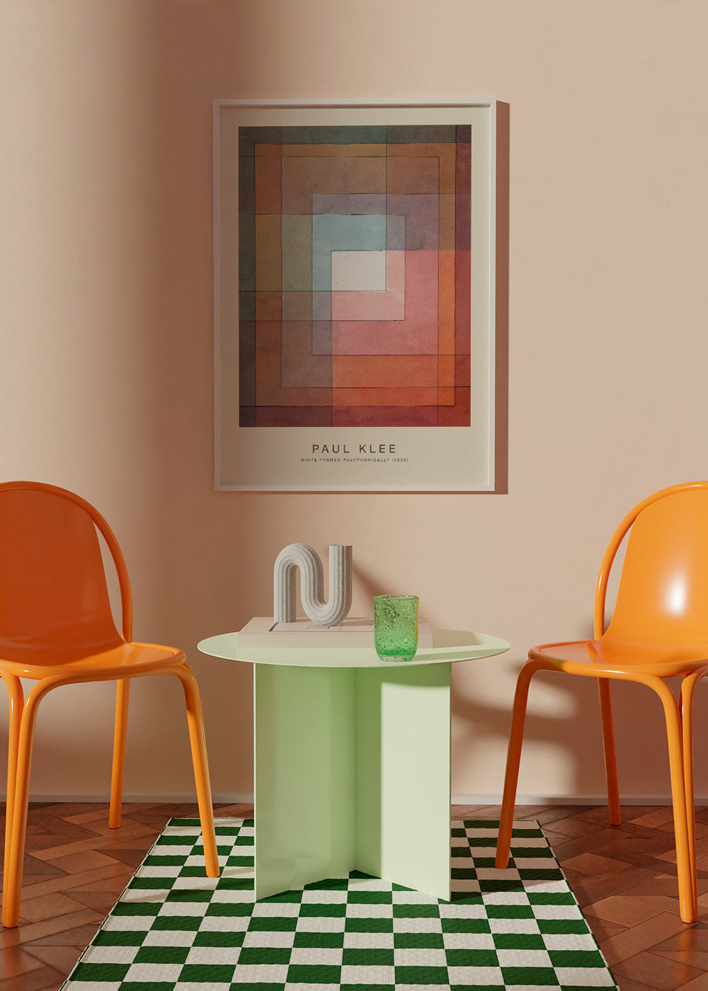 Abstrakt kunst med koncentriske akvarel-rektangler
