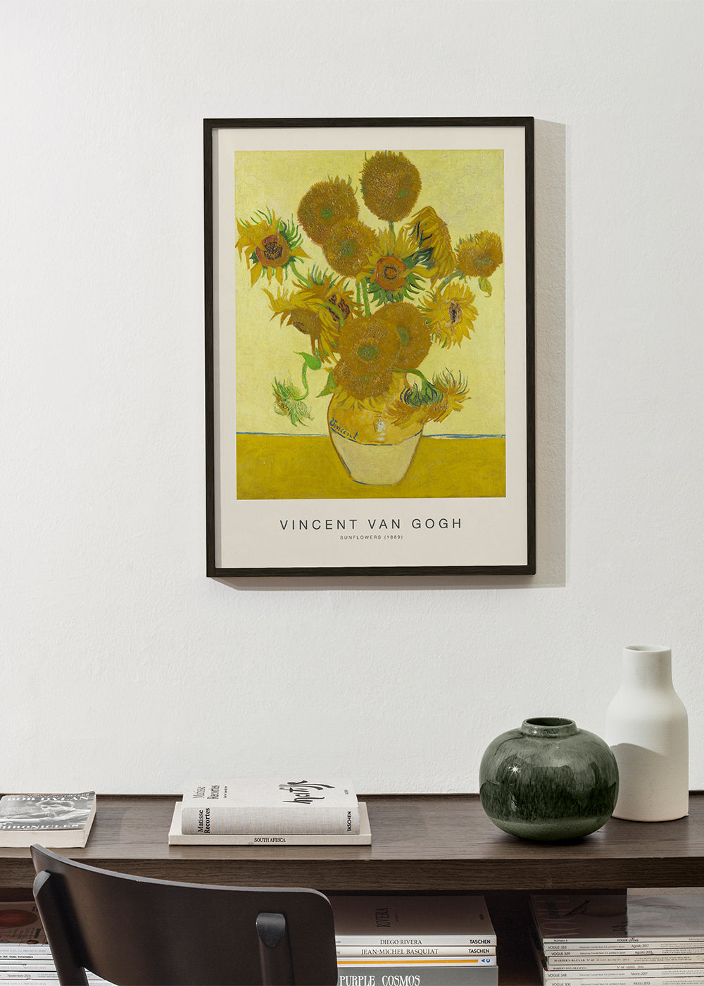 Botanisk plakat Solroser i vase