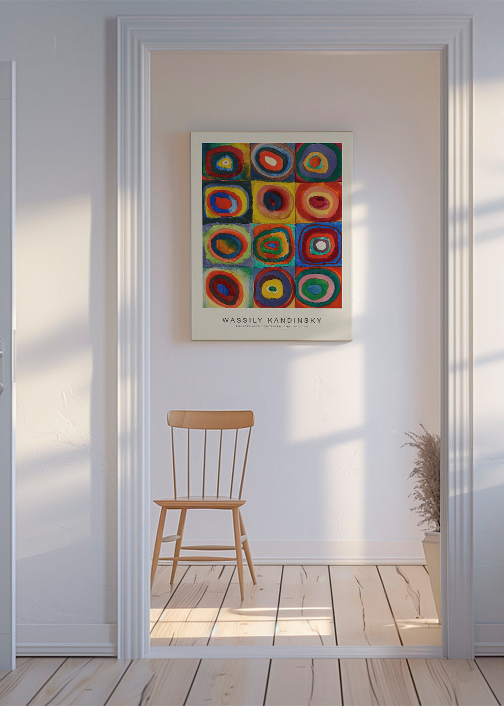 Geometrisk plakat: koncentriske cirkler i gitter