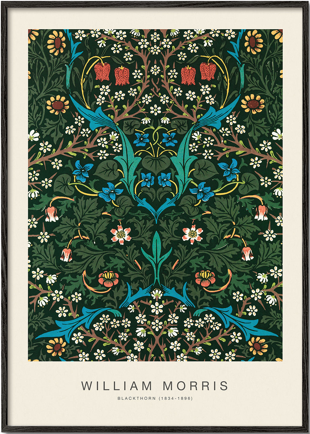 Botanisk tryk William Morris Blackthorn lodret