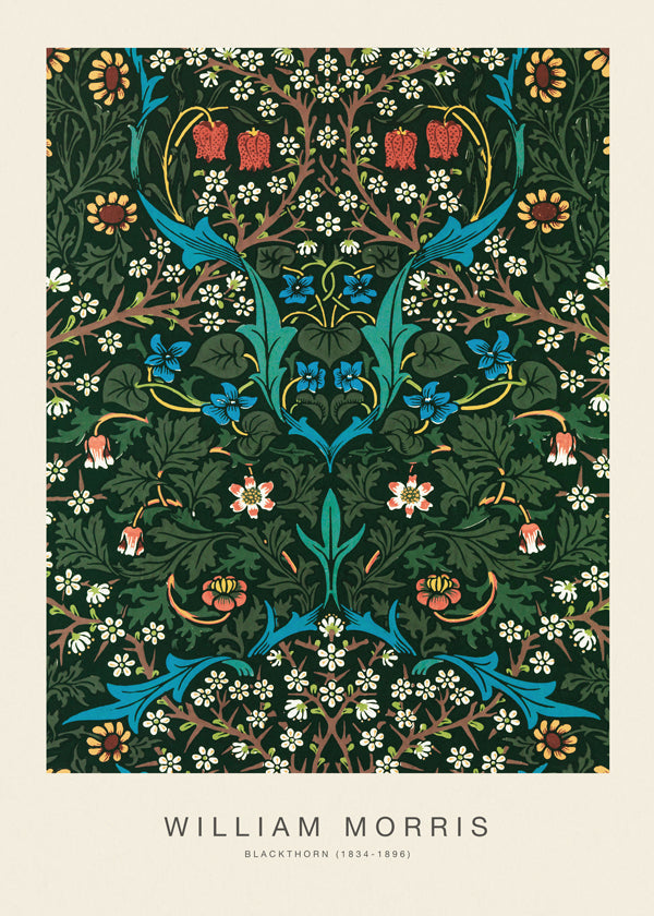 Botanisk tryk William Morris Blackthorn lodret