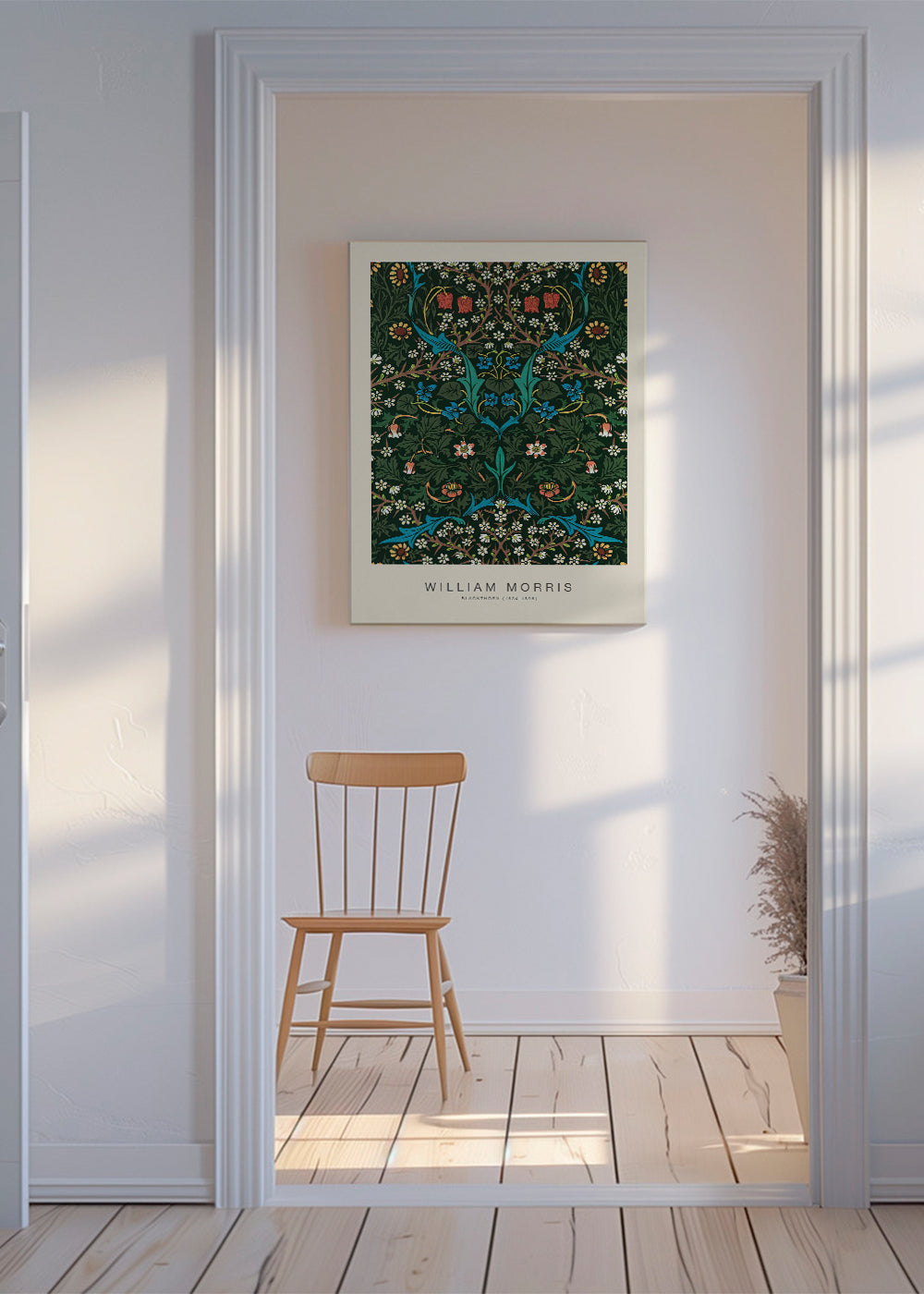 Botanisk tryk William Morris Blackthorn lodret