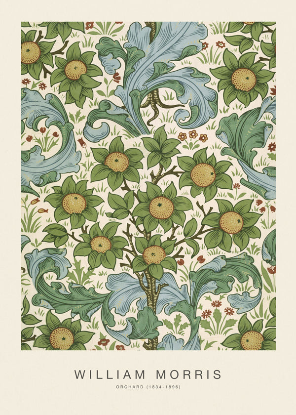 Botanisk plakat William Morris blomstermønster