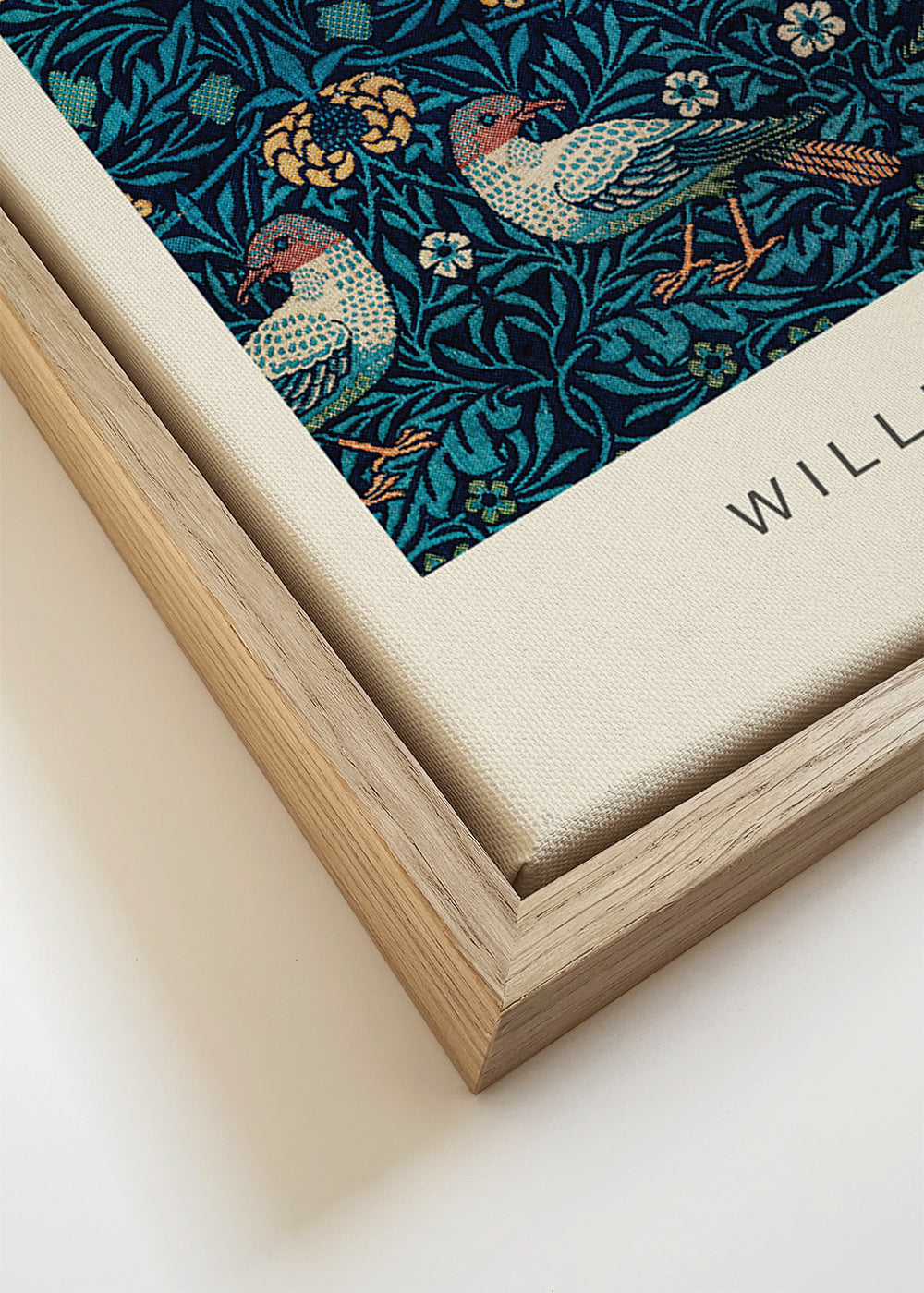 Botanisk plakat William Morris med fugle og blåt løv
