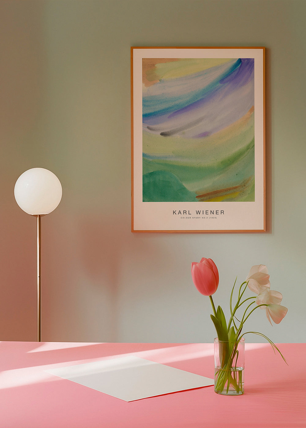 Abstrakt kunst farvestudie i akvarel