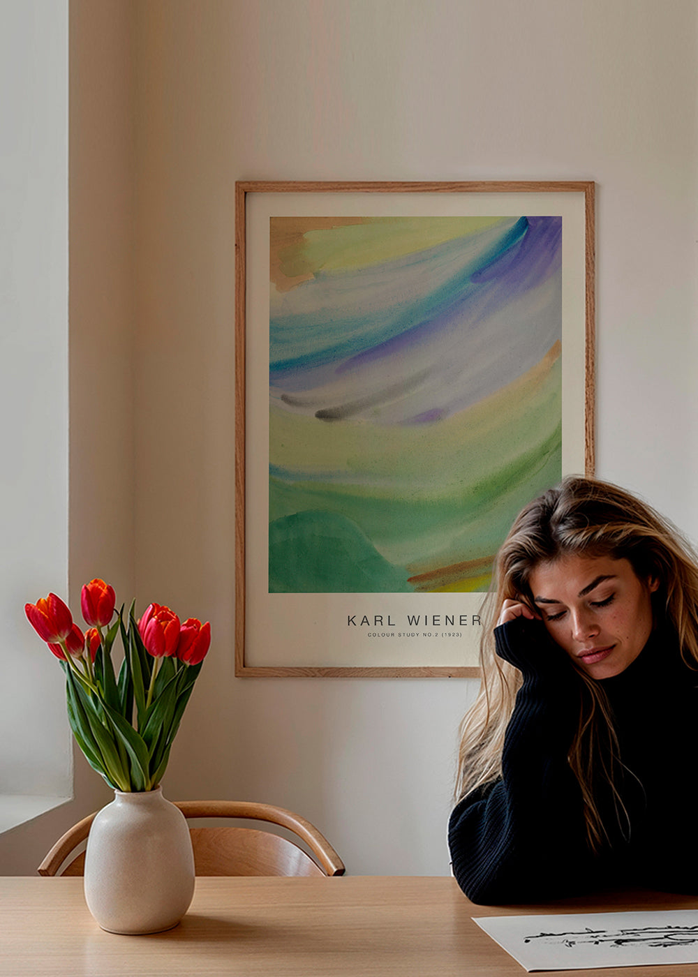Abstrakt kunst farvestudie i akvarel