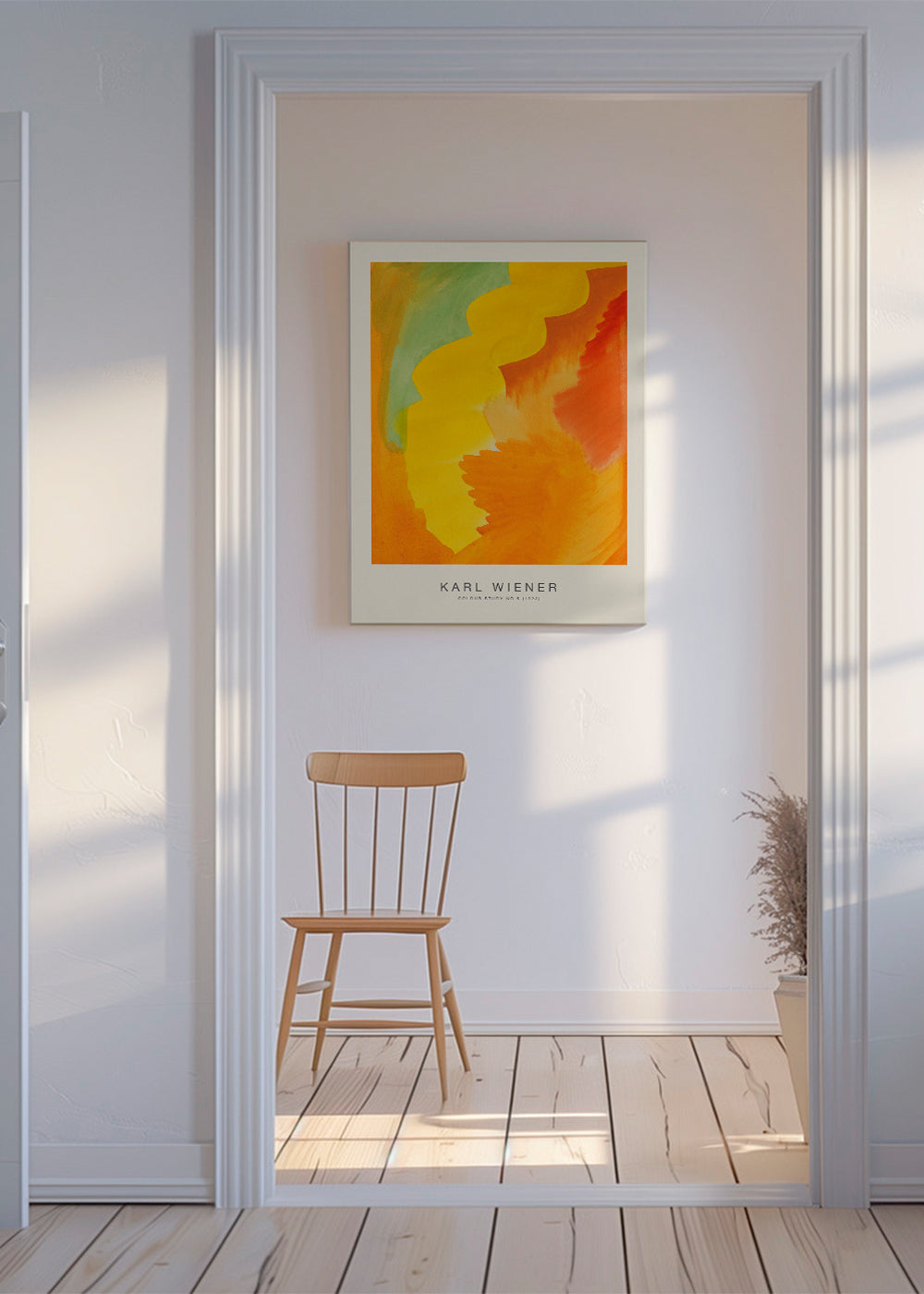 Abstrakt maleri — farvestudie i gul og orange