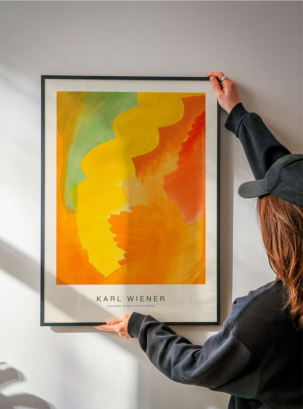 Abstrakt maleri — farvestudie i gul og orange