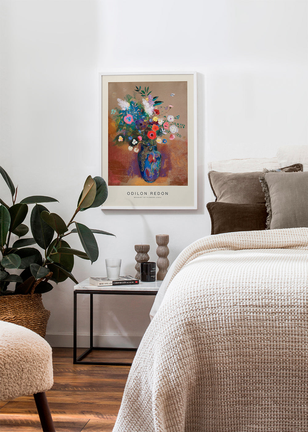 Botanisk plakat blå vase med farverig buket