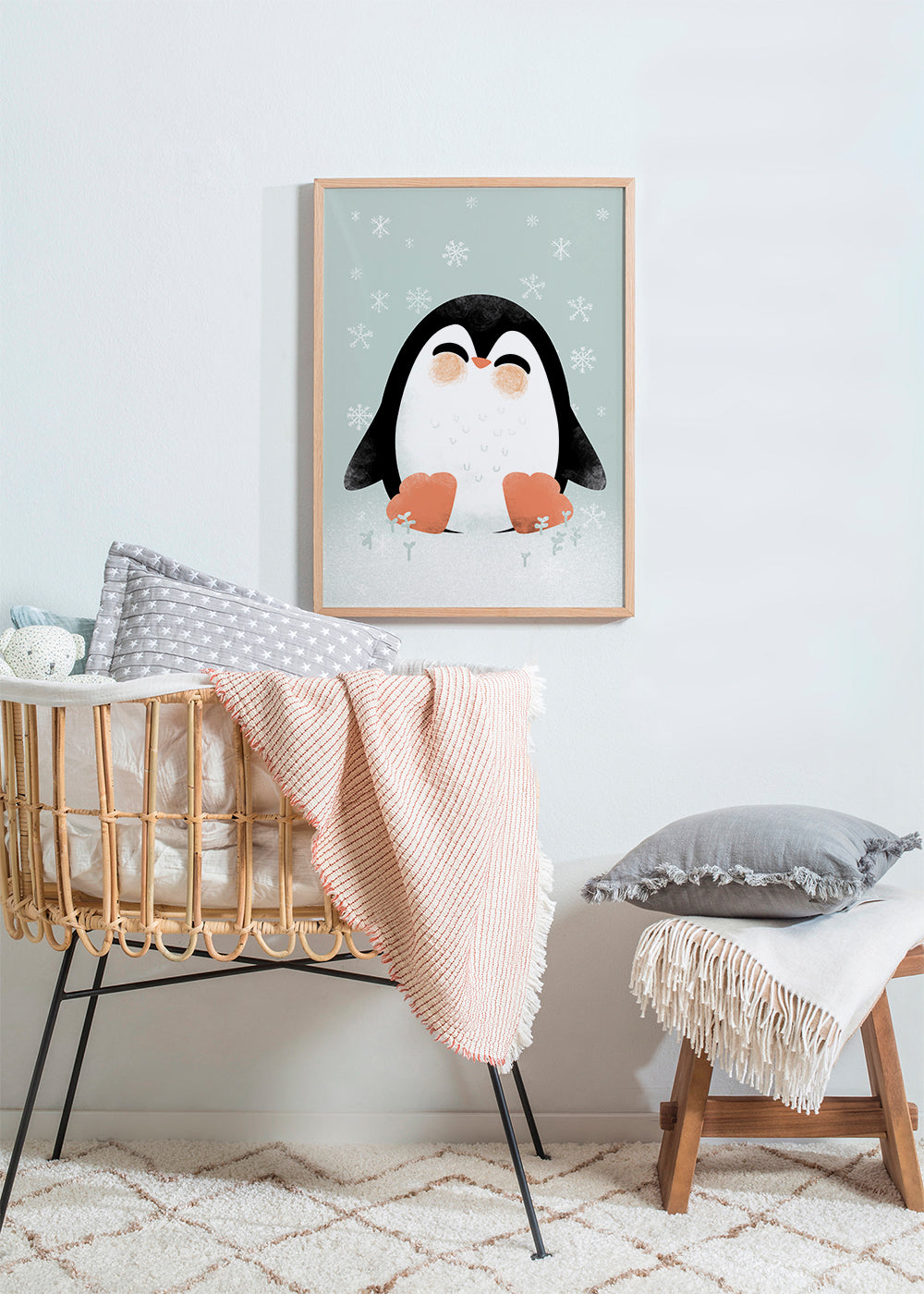Børneplakat med smilende pingvin
