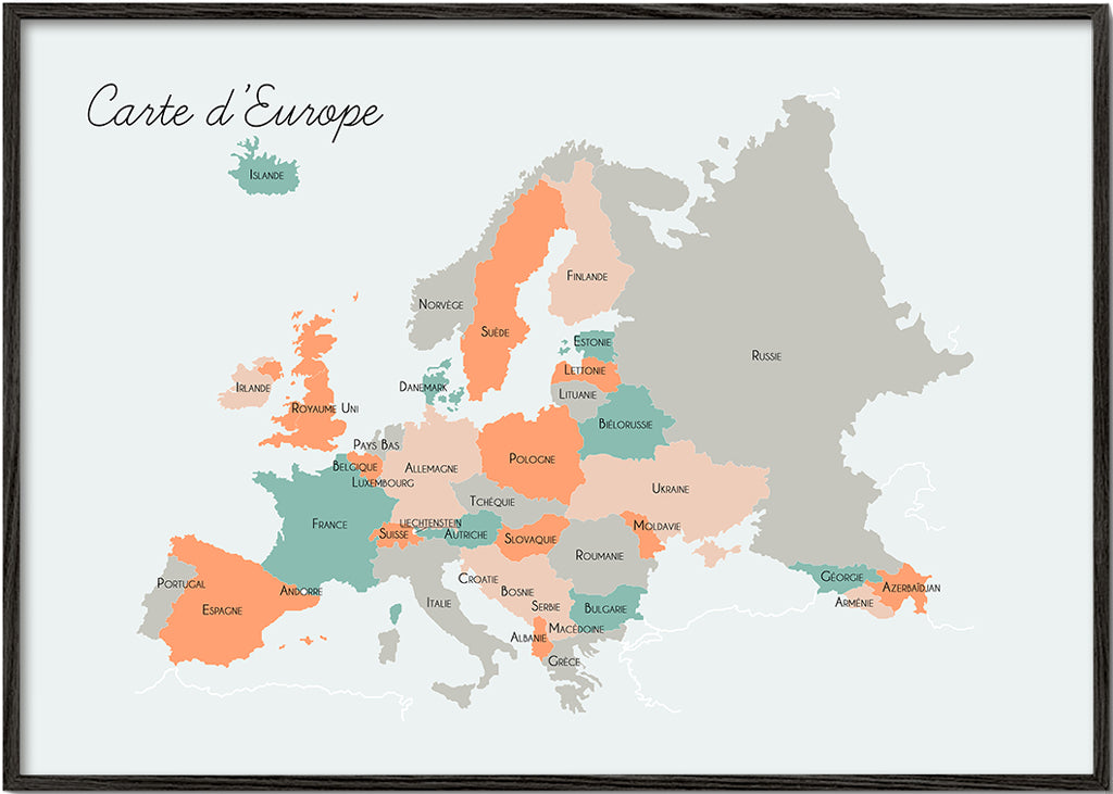 Køkkenkunst Europa-kort i blide pastelfarver