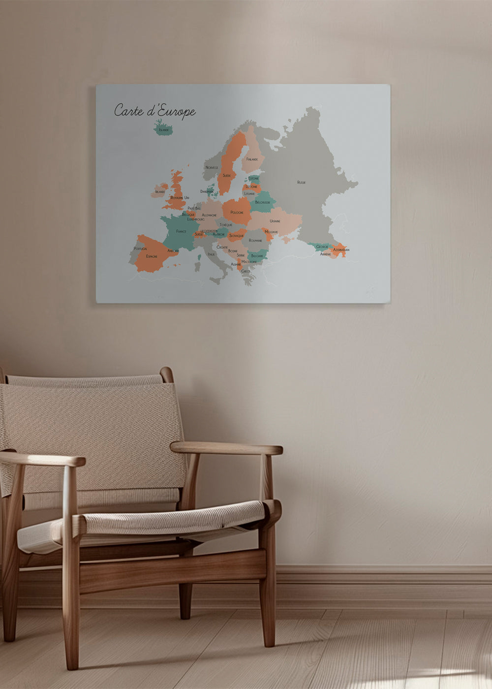 Køkkenkunst Europa-kort i blide pastelfarver