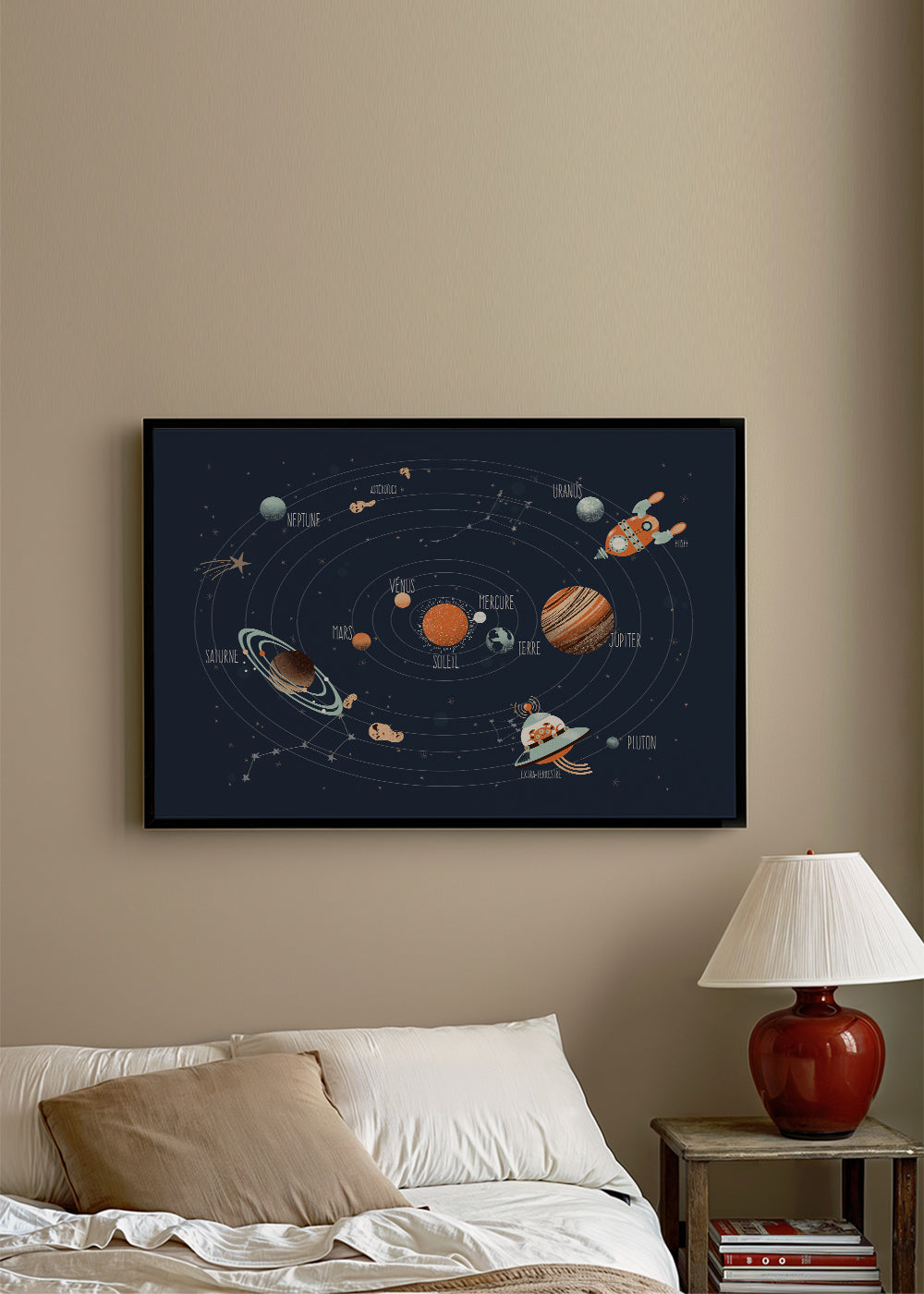 Solsystem-illustration til børn