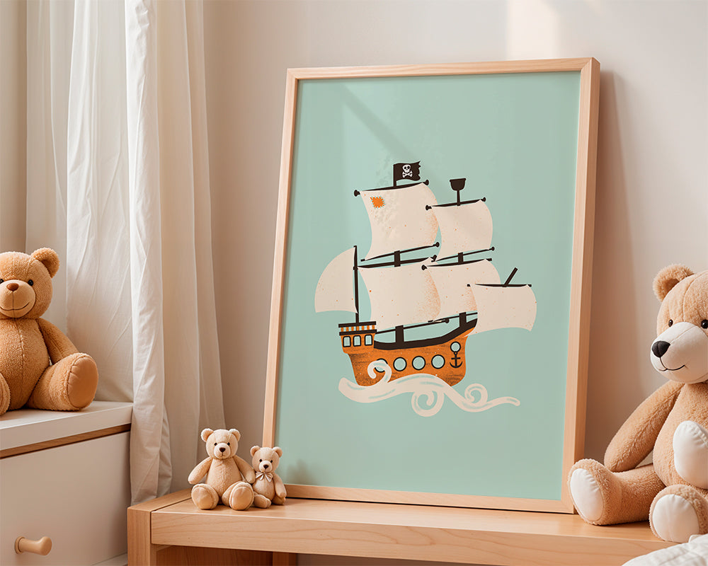 Børneplakat piratskib