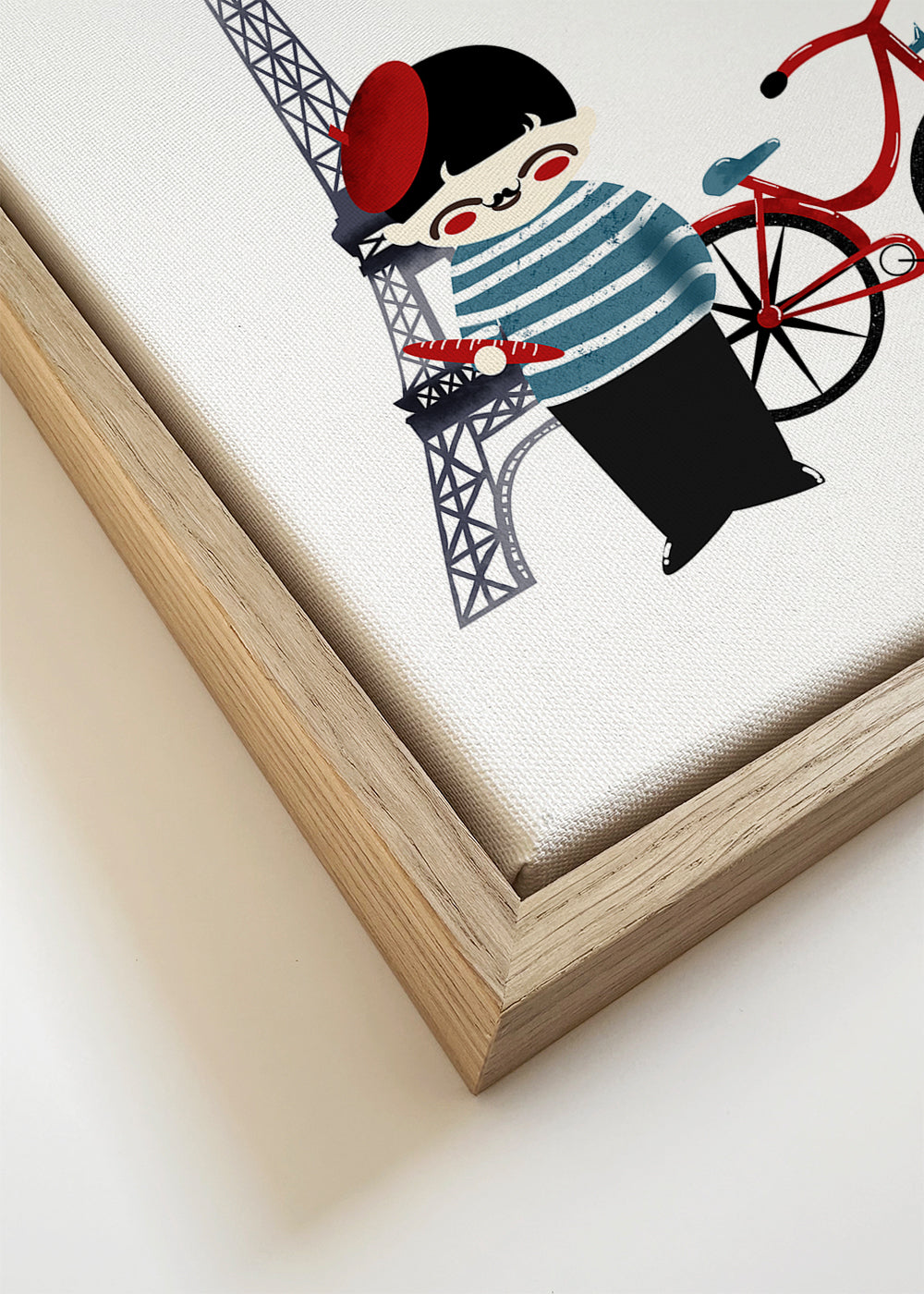 Bykunst: Paris illustration med rød cykel