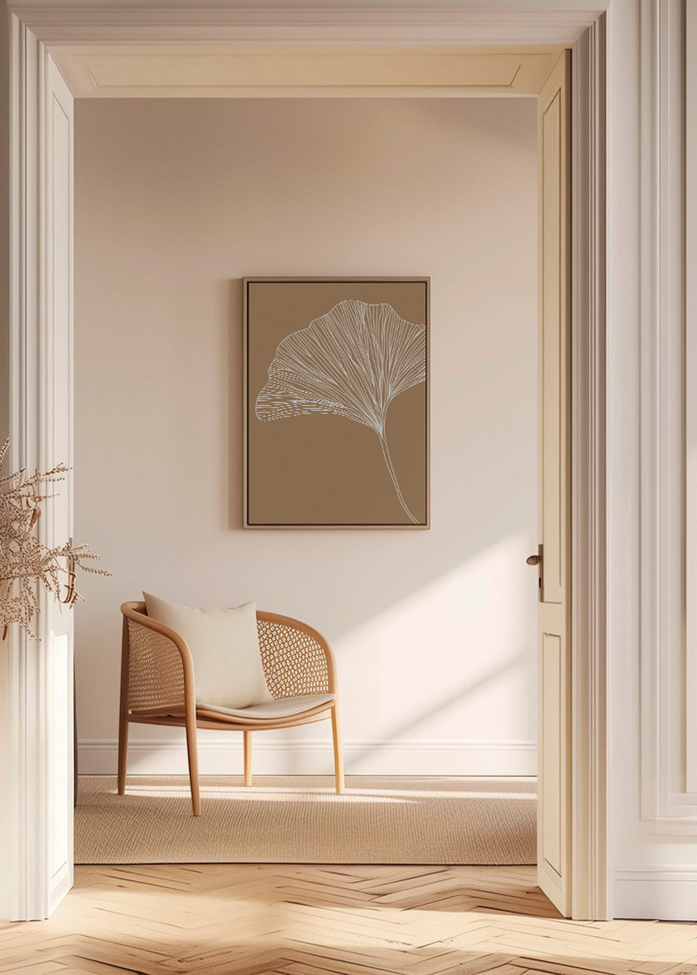 Botanisk plakat med ginkgo-blad
