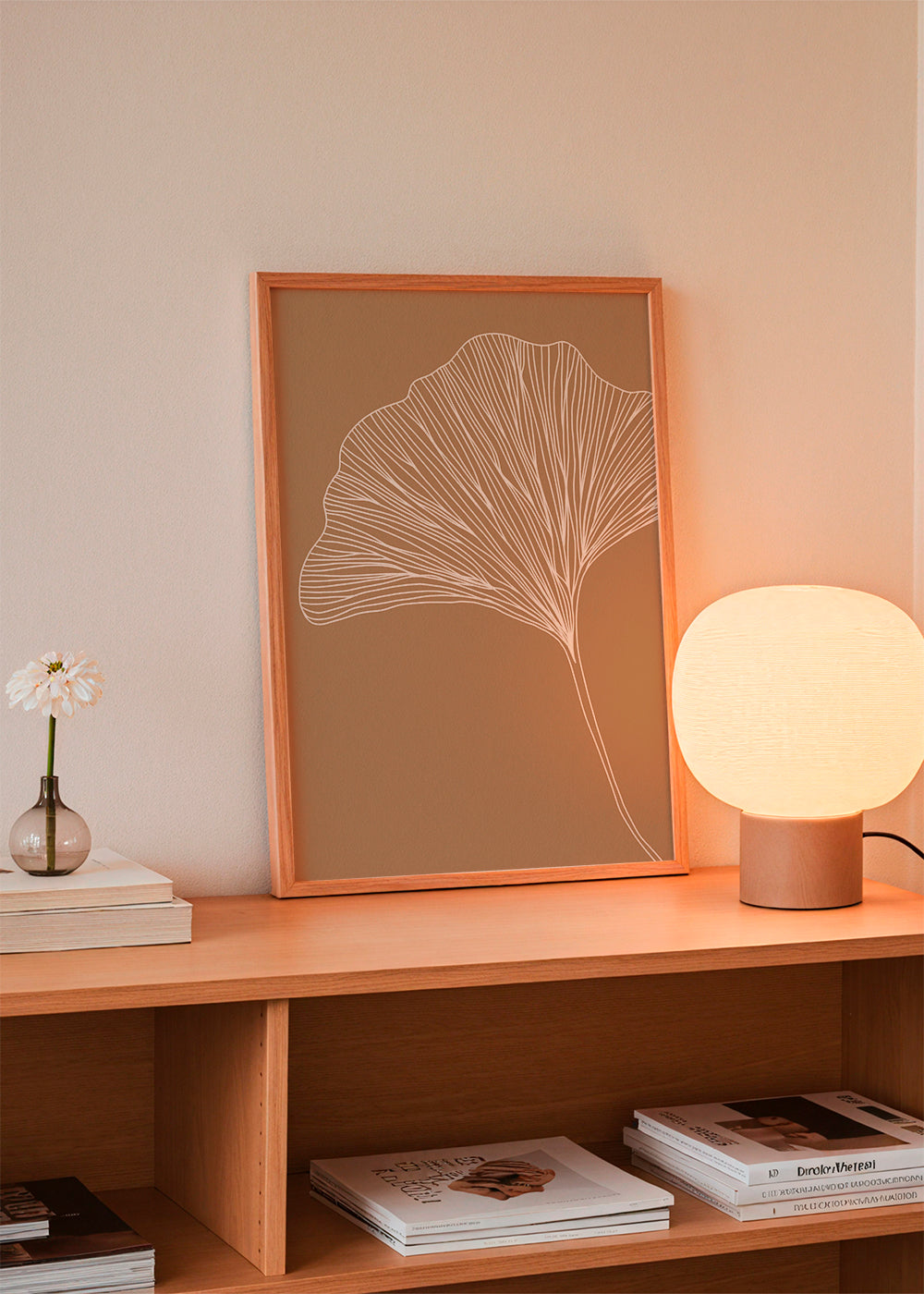 Botanisk plakat med ginkgo-blad