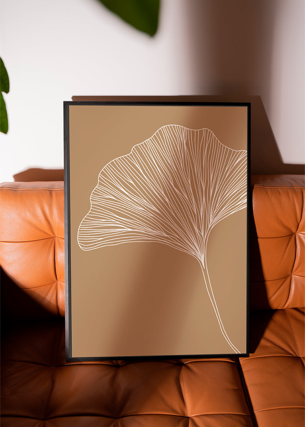 Botanisk plakat med ginkgo-blad