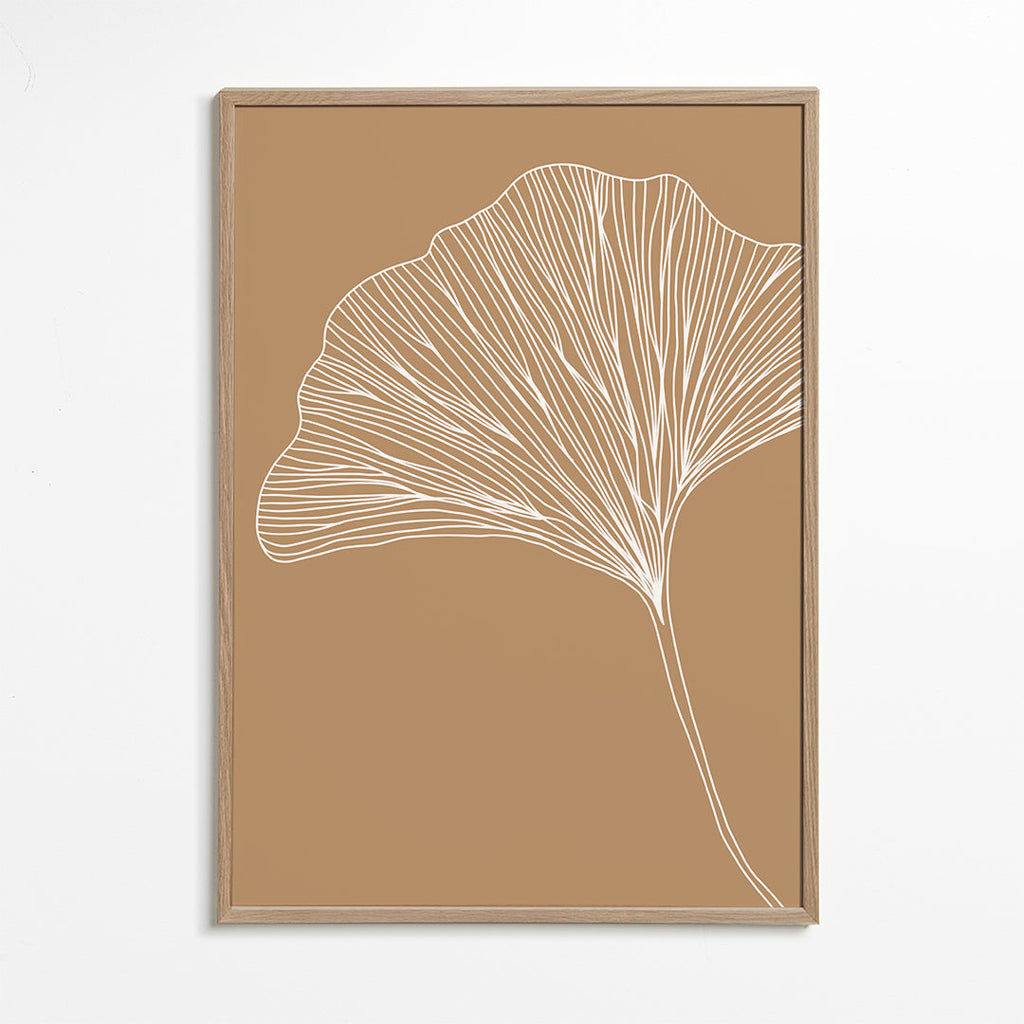 Botanisk plakat med ginkgo-blad