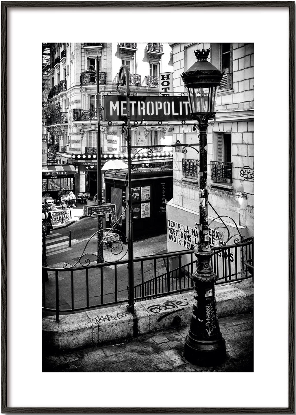 Rejseplakat: Paris Metro i sort-hvid