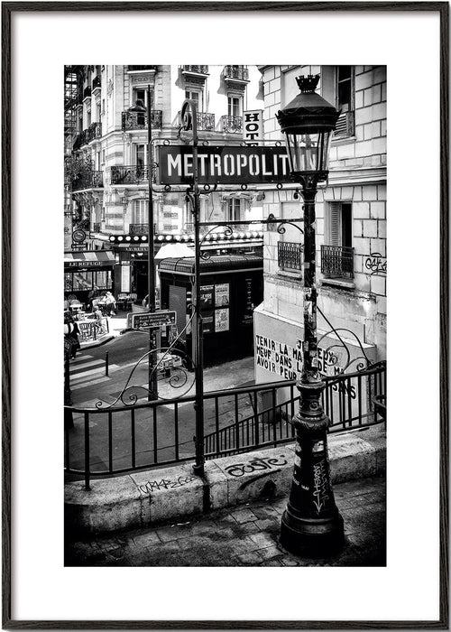Rejseplakat: Paris Metro i sort-hvid