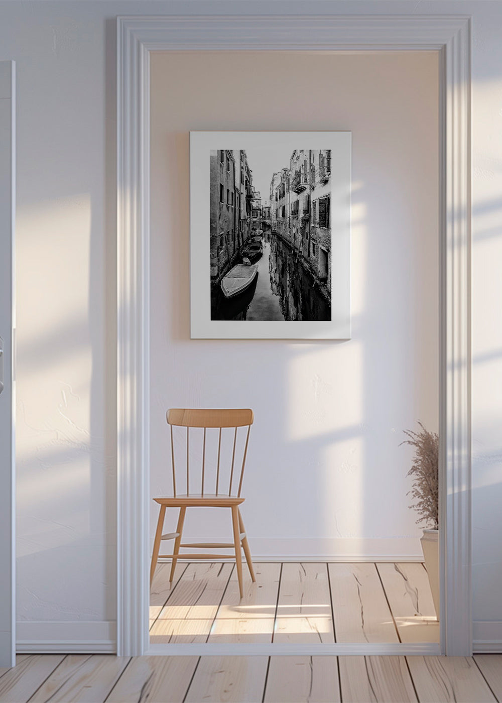 Køkkenkunst: Venedig kanal i sort-hvid