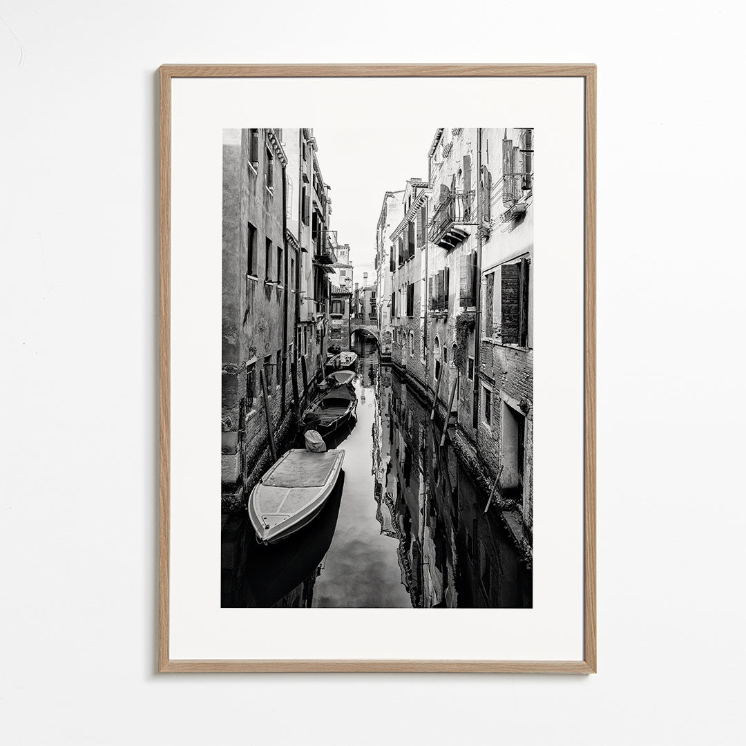 Køkkenkunst: Venedig kanal i sort-hvid
