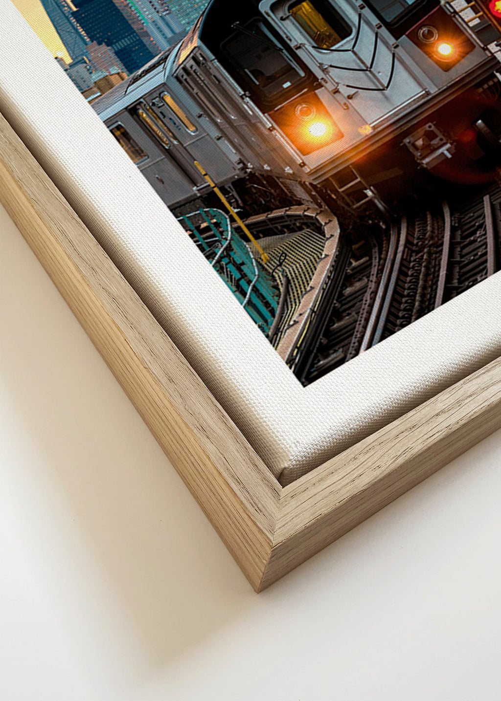 Rejseplakat: Metro 7 ved solnedgang – Canvas detail