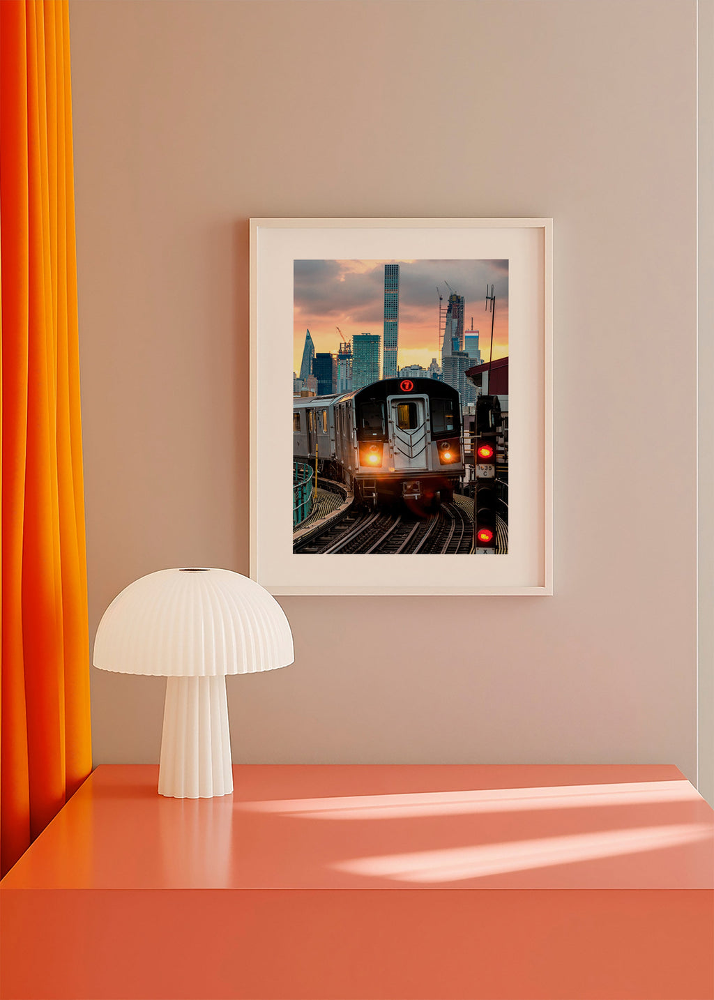 Rejseplakat: Metro 7 ved solnedgang – Product3