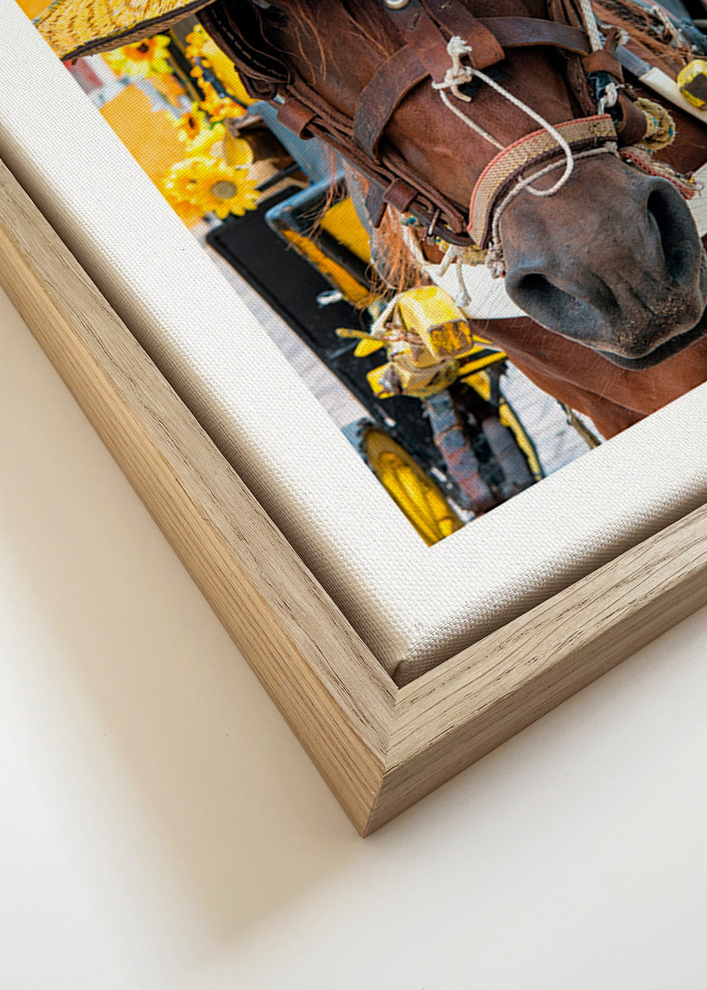 Hest med gul hat – Canvas detail